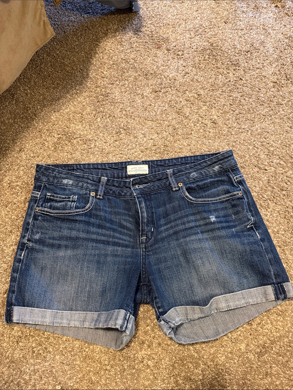 Aeropostale Dark Blue Rolled Hem Denim Shorts